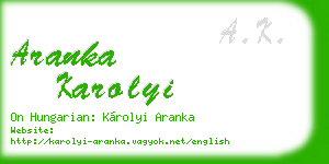 aranka karolyi business card